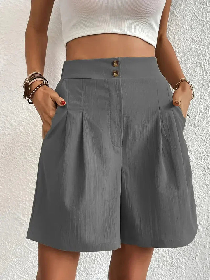 Mirla | Högmidjade lin shorts för damer-Eva Jonsson