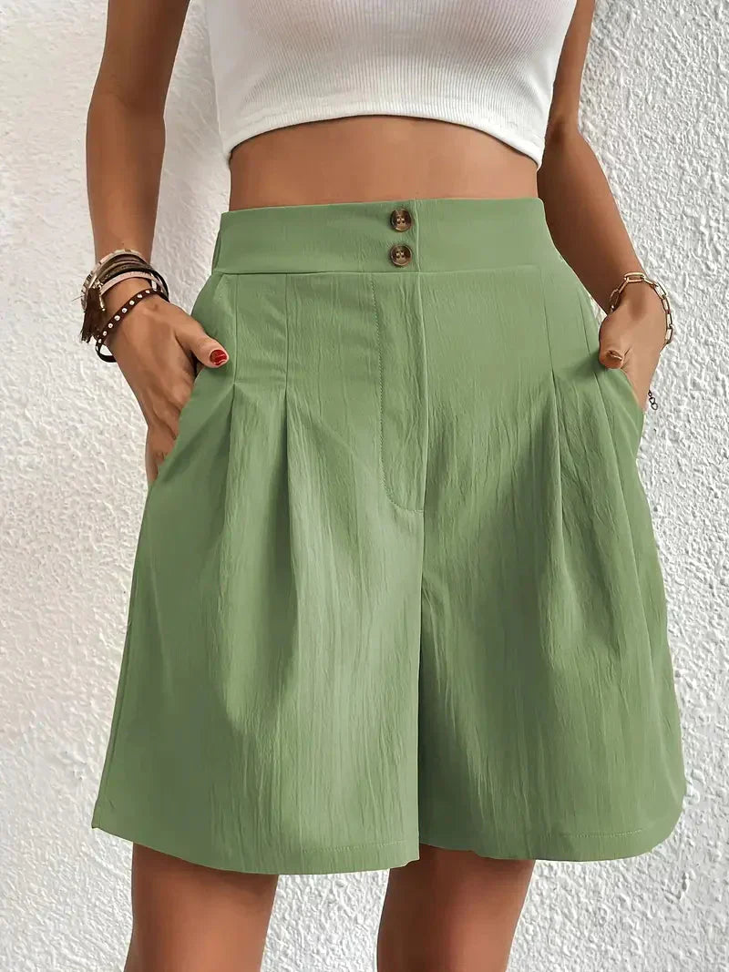 Mirla | Högmidjade lin shorts för damer-Eva Jonsson