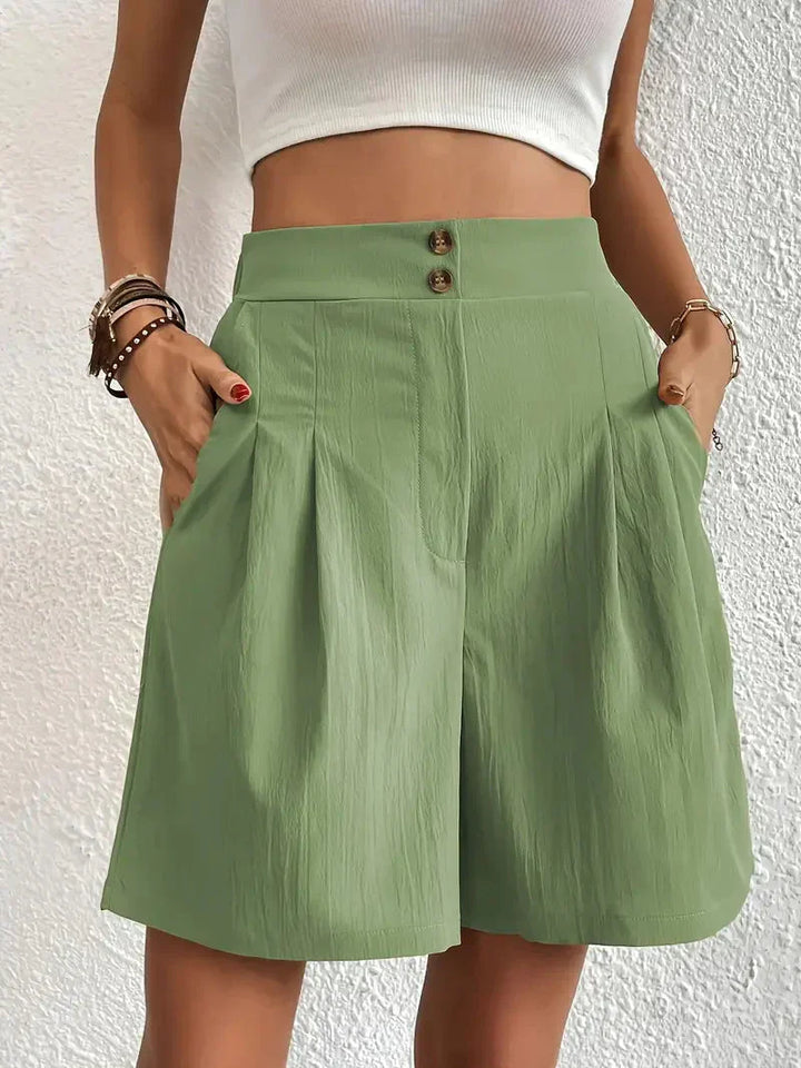 Mirla | Högmidjade lin shorts för damer-Eva Jonsson
