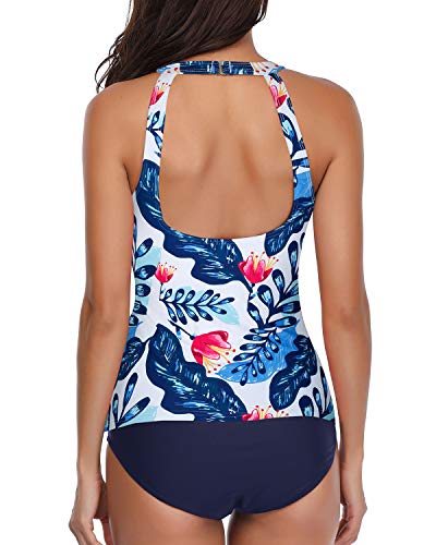 Mirla | Högt skuren Halter Scoop Back Tankini med shorts-Eva Jonsson