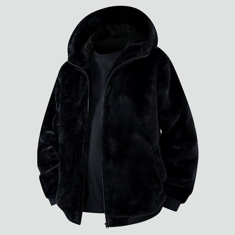 Mirla | Hooded Jacket In Faux Fur With Zipper Front-Eva Jonsson