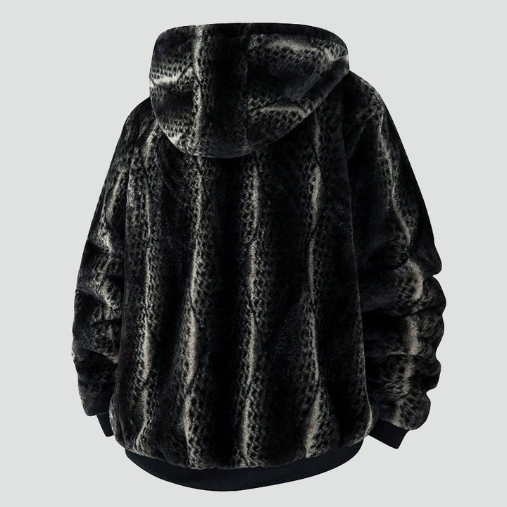 Mirla | Hooded Jacket In Faux Fur With Zipper Front-Eva Jonsson