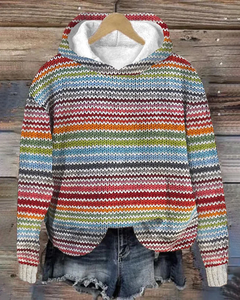 Mirla | Hooded Sweatshirt med Färgade Ärmar-Eva Jonsson