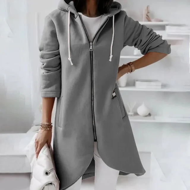 Mirla | Hoodie-Cardigan med Böljande Kant-Eva Jonsson