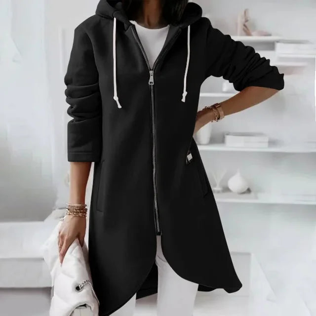 Mirla | Hoodie-Cardigan med Böljande Kant-Eva Jonsson