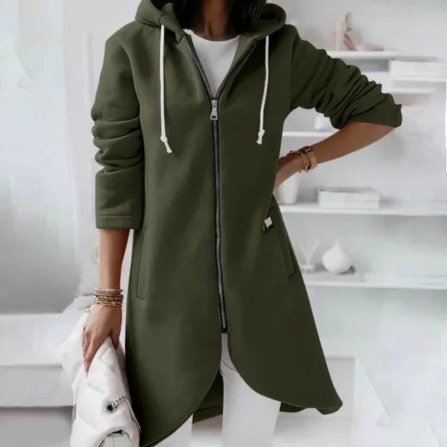 Mirla | Hoodie-Cardigan med Böljande Kant-Eva Jonsson
