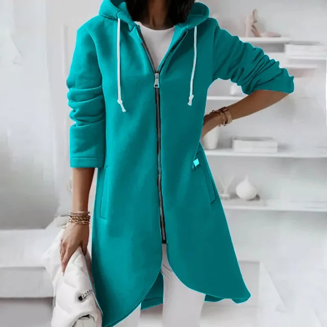 Mirla | Hoodie-Cardigan med Böljande Kant-Eva Jonsson