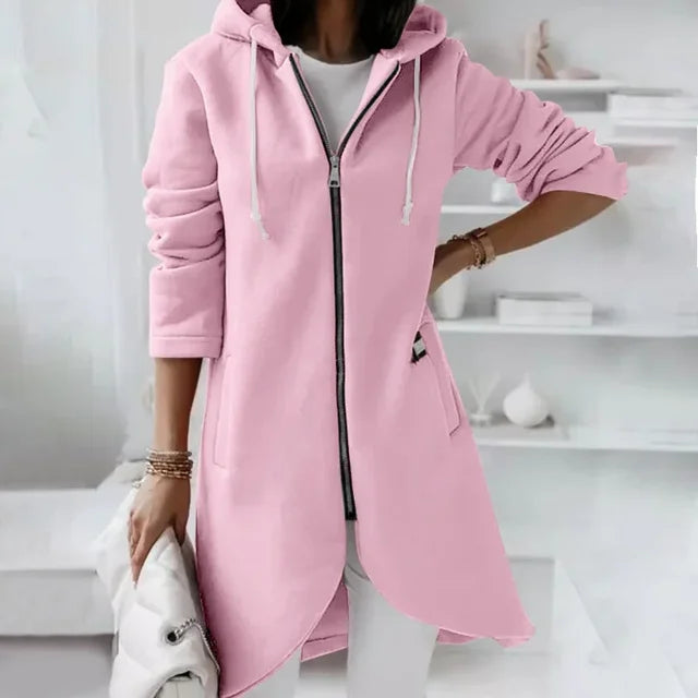 Mirla | Hoodie-Cardigan med Böljande Kant-Eva Jonsson