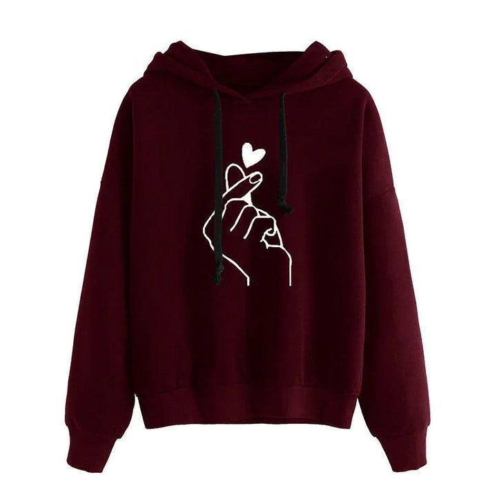 Mirla | Hoodie I Fleece med Fingerhjärta-Motiv-Eva Jonsson