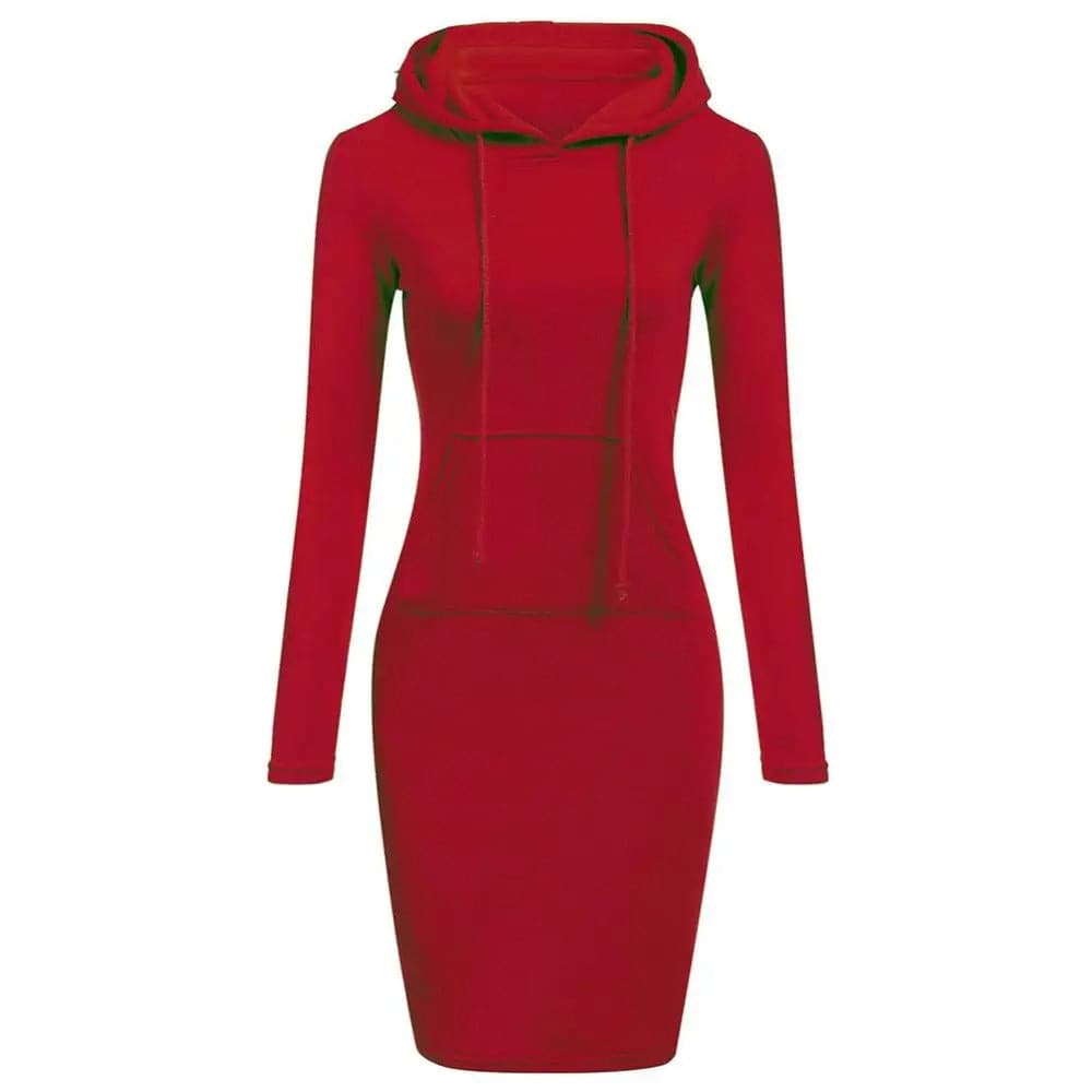 Mirla | Hoodie Klänning Långa Ärmar Justerbar Huva Känguruficka Slim Fit-Eva Jonsson
