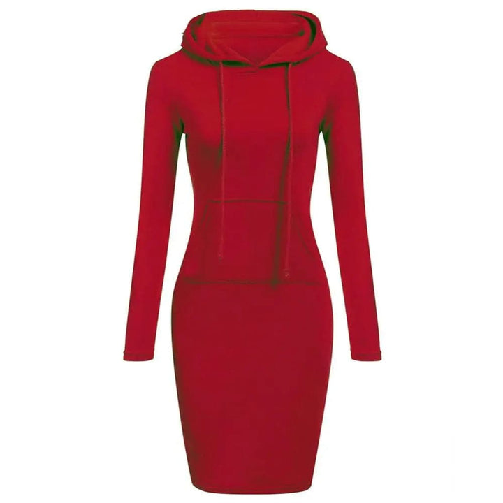 Mirla | Hoodie Klänning Långa Ärmar Justerbar Huva Känguruficka Slim Fit-Eva Jonsson