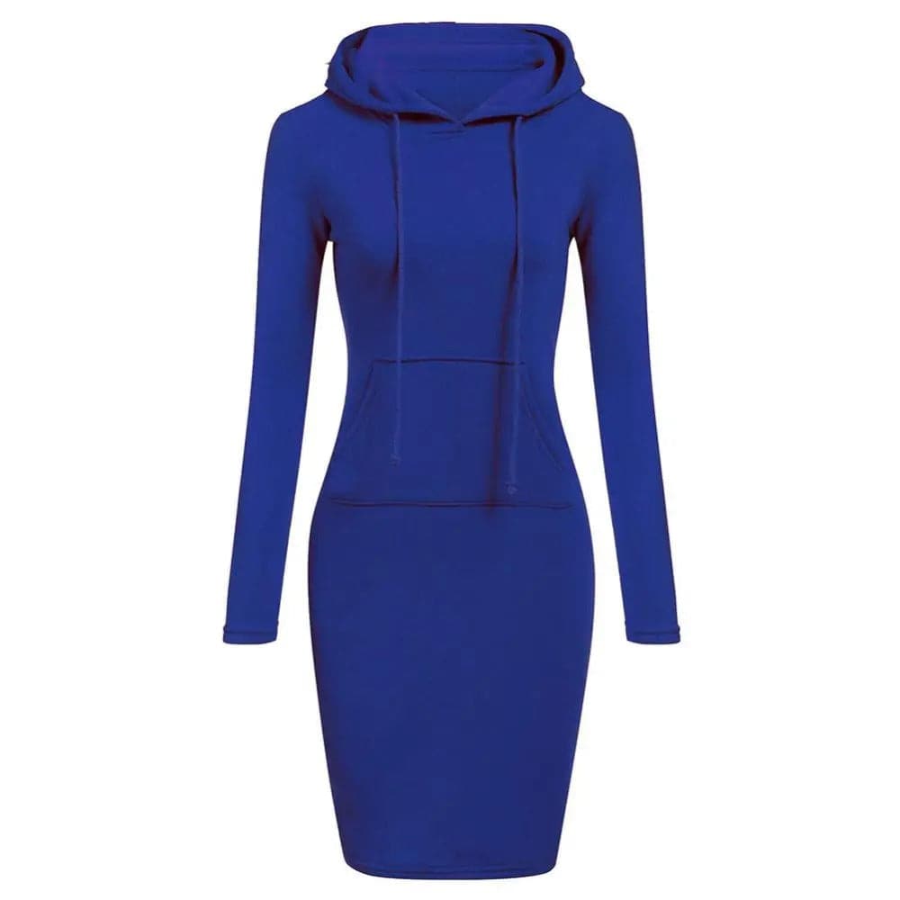 Mirla | Hoodie Klänning Långa Ärmar Justerbar Huva Känguruficka Slim Fit-Eva Jonsson