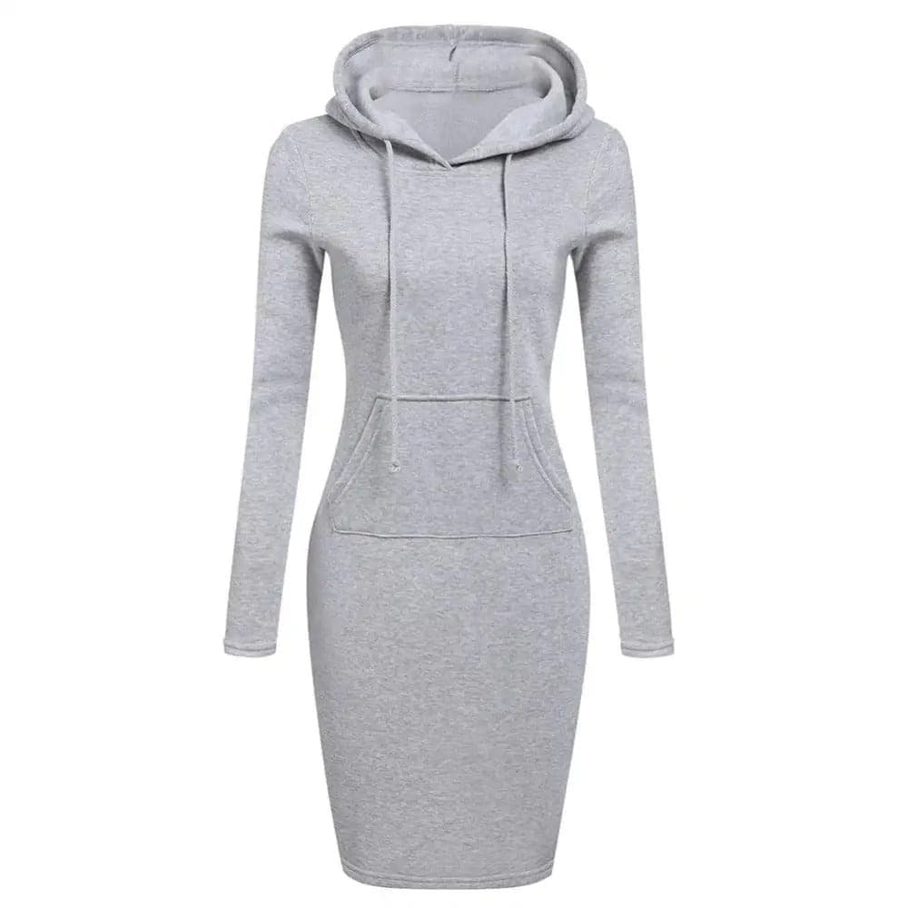 Mirla | Hoodie Klänning Långa Ärmar Justerbar Huva Känguruficka Slim Fit-Eva Jonsson