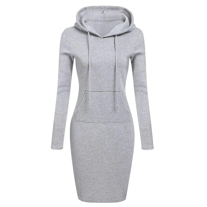 Mirla | Hoodie Klänning Långa Ärmar Justerbar Huva Känguruficka Slim Fit-Eva Jonsson