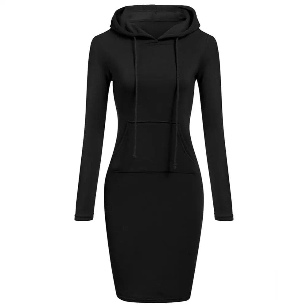 Mirla | Hoodie Klänning Långa Ärmar Justerbar Huva Känguruficka Slim Fit-Eva Jonsson