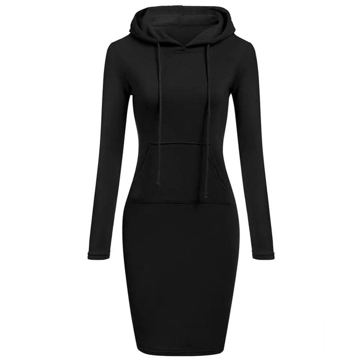 Mirla | Hoodie Klänning Långa Ärmar Justerbar Huva Känguruficka Slim Fit-Eva Jonsson