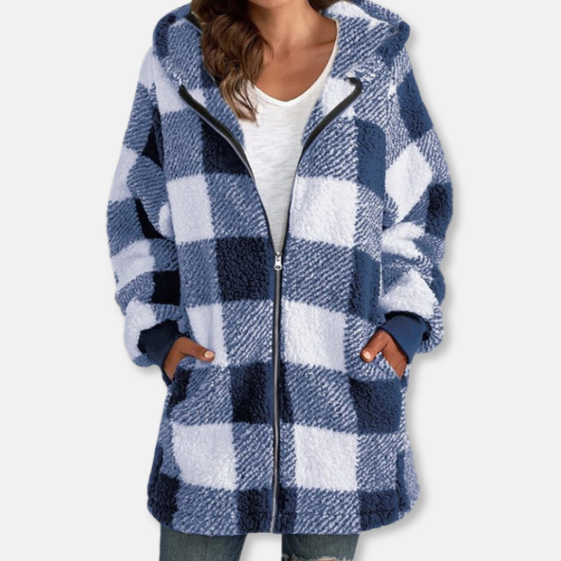 Mirla | Hoodie Oversized Fit Mjukt stickmaterial Dragkedja Längre modell Avslappnad-Eva Jonsson