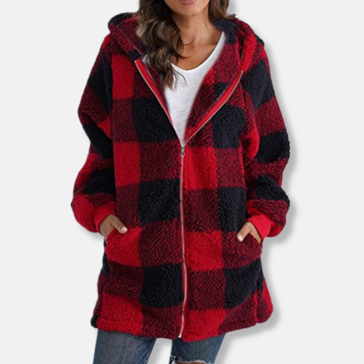Mirla | Hoodie Oversized Fit Mjukt stickmaterial Dragkedja Längre modell Avslappnad-Eva Jonsson