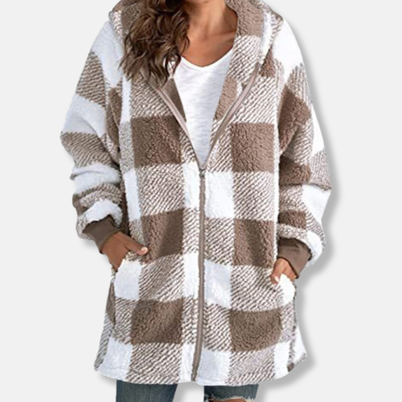 Mirla | Hoodie Oversized Fit Mjukt stickmaterial Dragkedja Längre modell Avslappnad-Eva Jonsson
