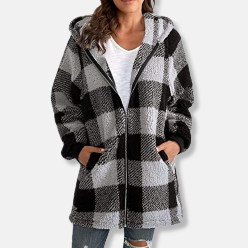 Mirla | Hoodie Oversized Fit Mjukt stickmaterial Dragkedja Längre modell Avslappnad-Eva Jonsson