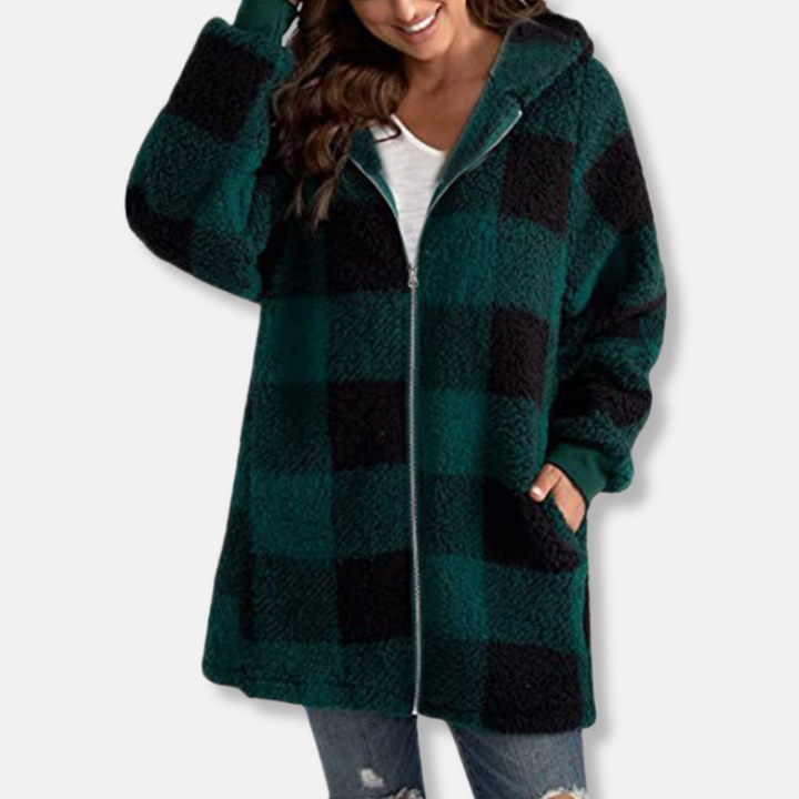 Mirla | Hoodie Oversized Fit Mjukt stickmaterial Dragkedja Längre modell Avslappnad-Eva Jonsson