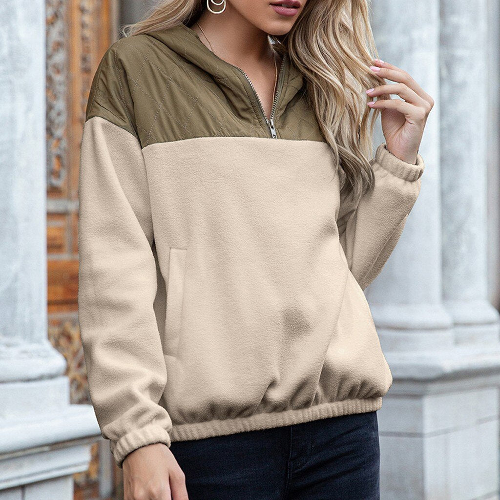 Mirla | Hoodie Polstrad topp & Mjuk fleece Halv dragkedja Lätt passform med fickor-Eva Jonsson