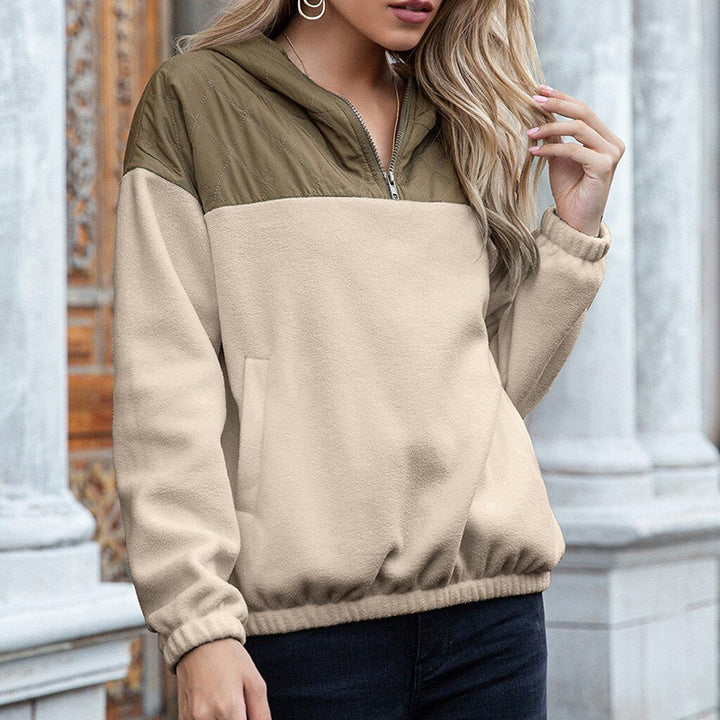 Mirla | Hoodie Polstrad topp & Mjuk fleece Halv dragkedja Lätt passform med fickor-Eva Jonsson
