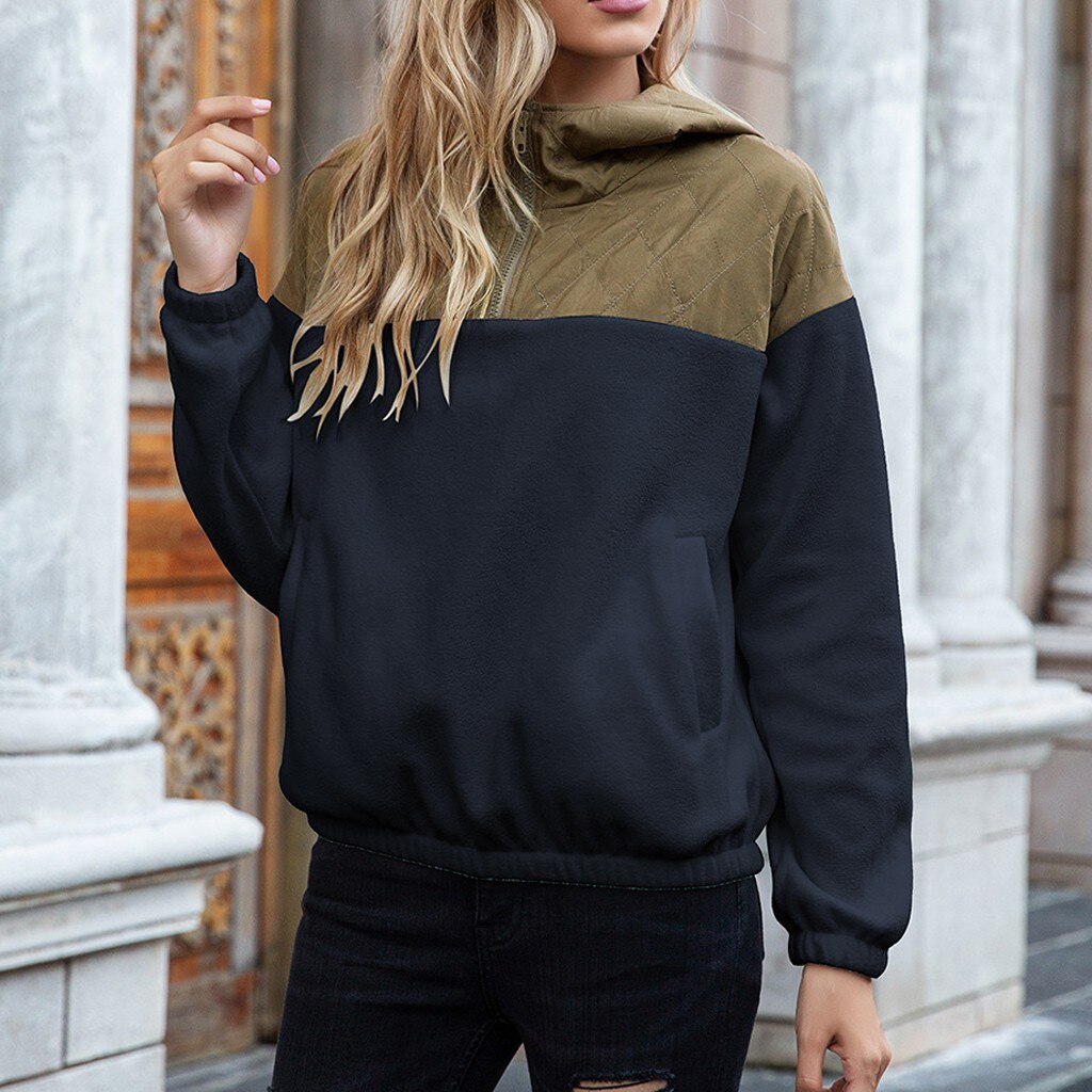 Mirla | Hoodie Polstrad topp & Mjuk fleece Halv dragkedja Lätt passform med fickor-Eva Jonsson