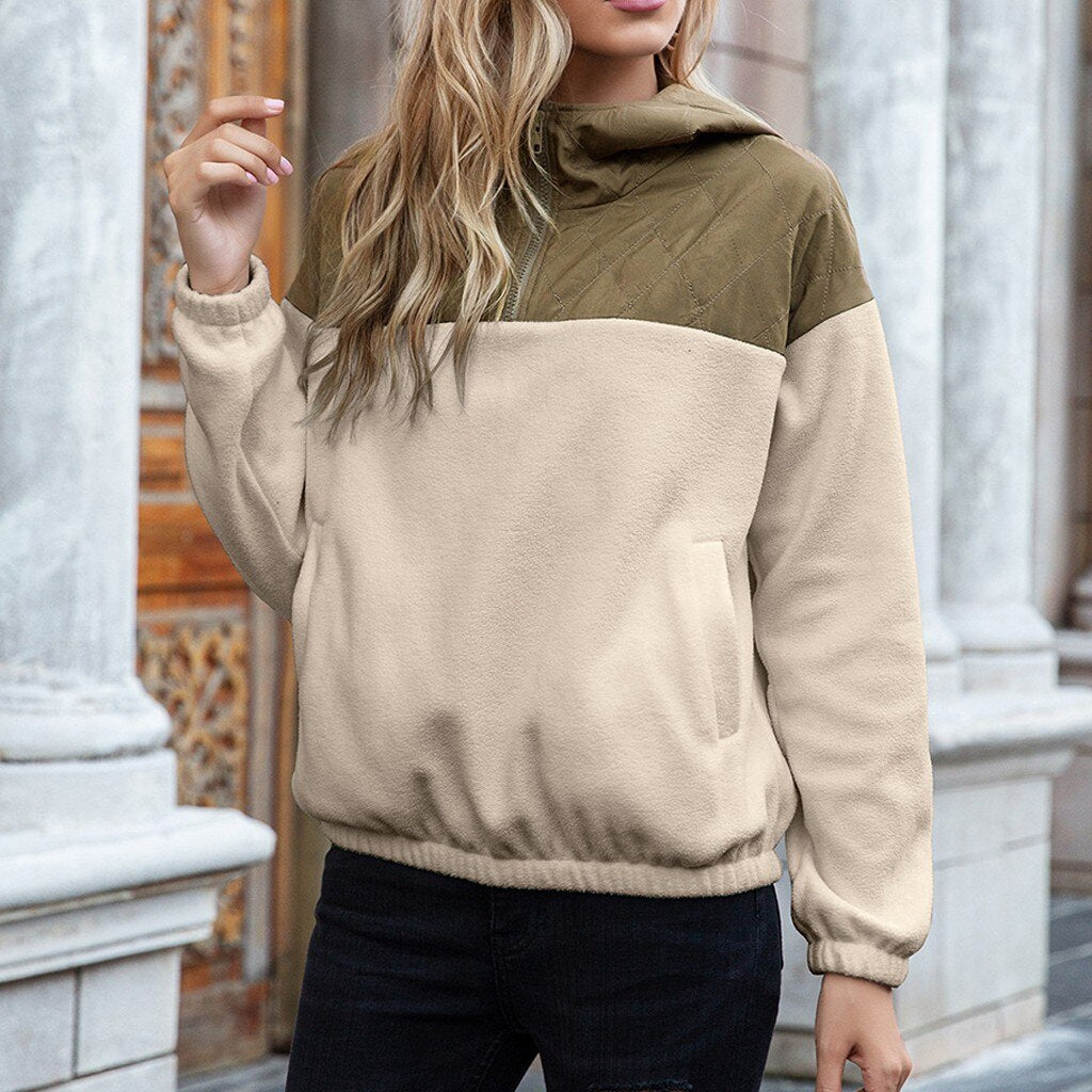 Mirla | Hoodie Polstrad topp & Mjuk fleece Halv dragkedja Lätt passform med fickor-Eva Jonsson