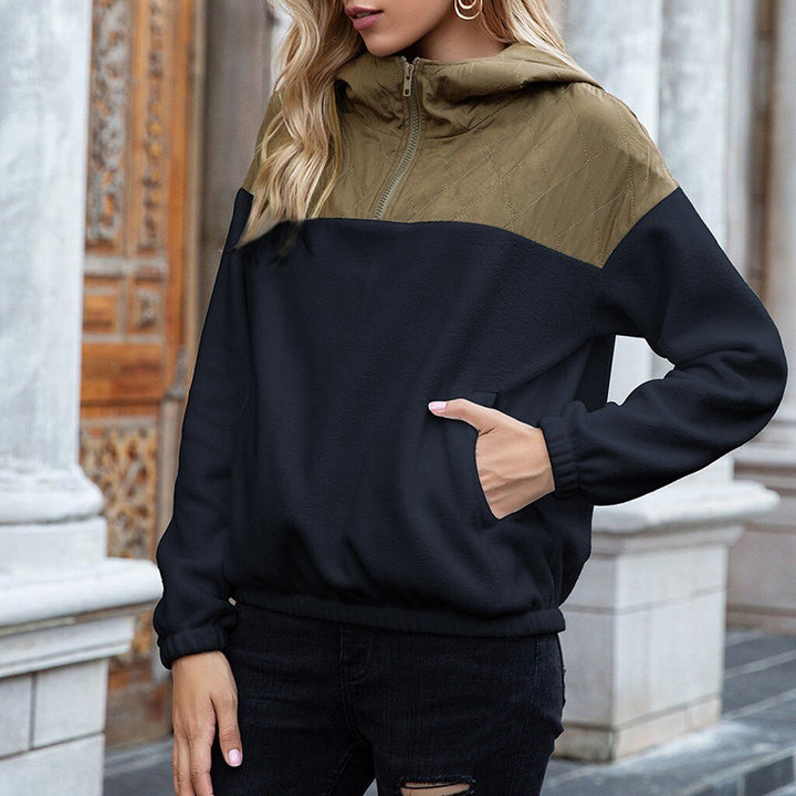 Mirla | Hoodie Polstrad topp & Mjuk fleece Halv dragkedja Lätt passform med fickor-Eva Jonsson
