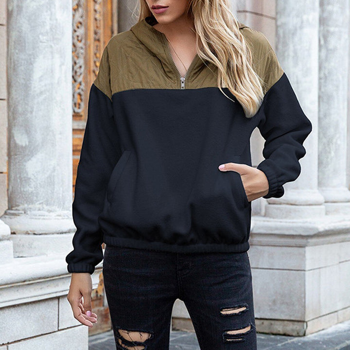 Mirla | Hoodie Polstrad topp & Mjuk fleece Halv dragkedja Lätt passform med fickor-Eva Jonsson