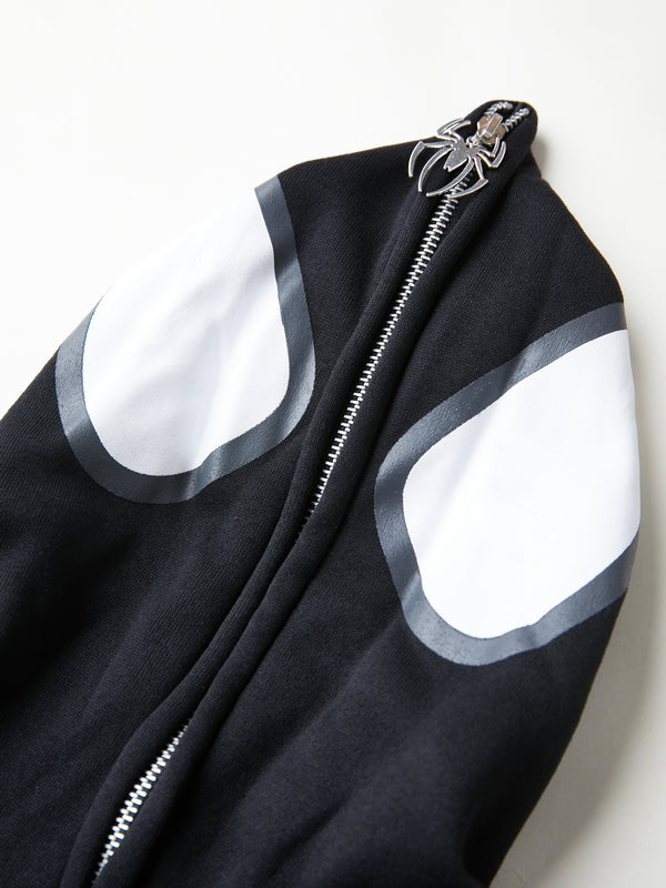 Mirla | Hoodie med Dragkedja och Spindeltryck-Eva Jonsson