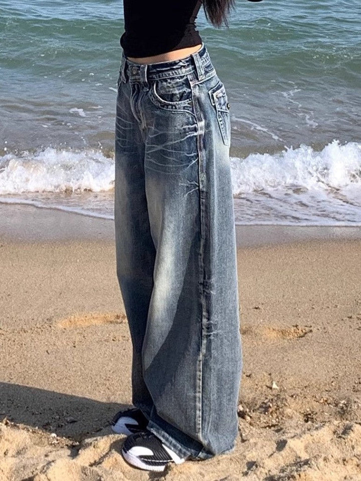 Mirla | Hop Tvättad Distressed Hög Talje Baggy Jeans-Eva Jonsson