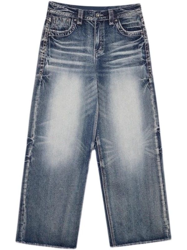 Mirla | Hop Tvättad Distressed Hög Talje Baggy Jeans-Eva Jonsson