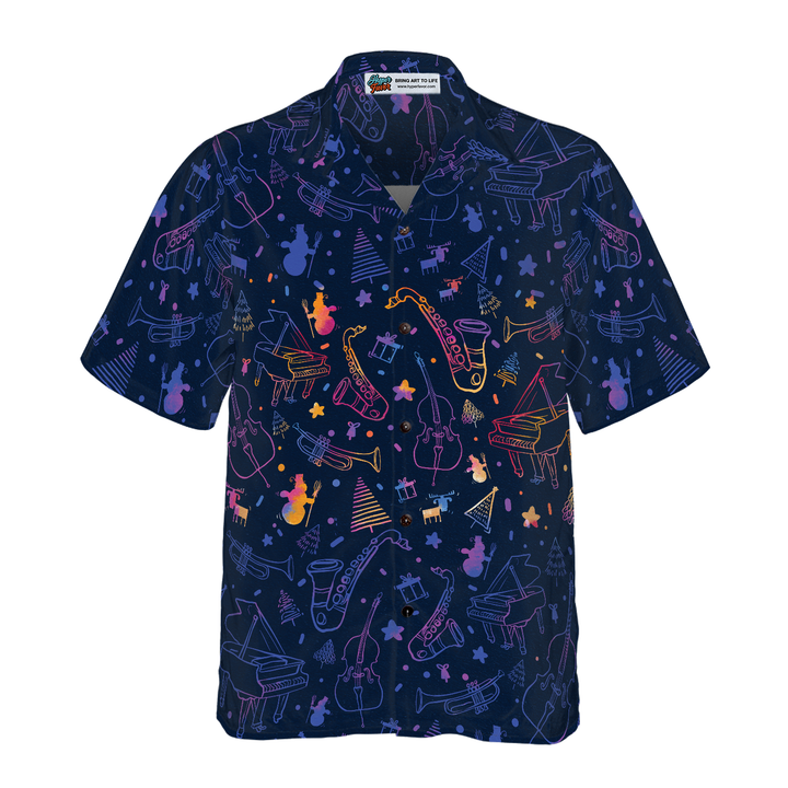 Mirla | Hyperfavor Jul Hawaii-Shirts Julmusikinstrumenter Mönster Skjorta Kortärmad Julskjorta Presentidé För Män och Kvinnor-Eva Jonsson