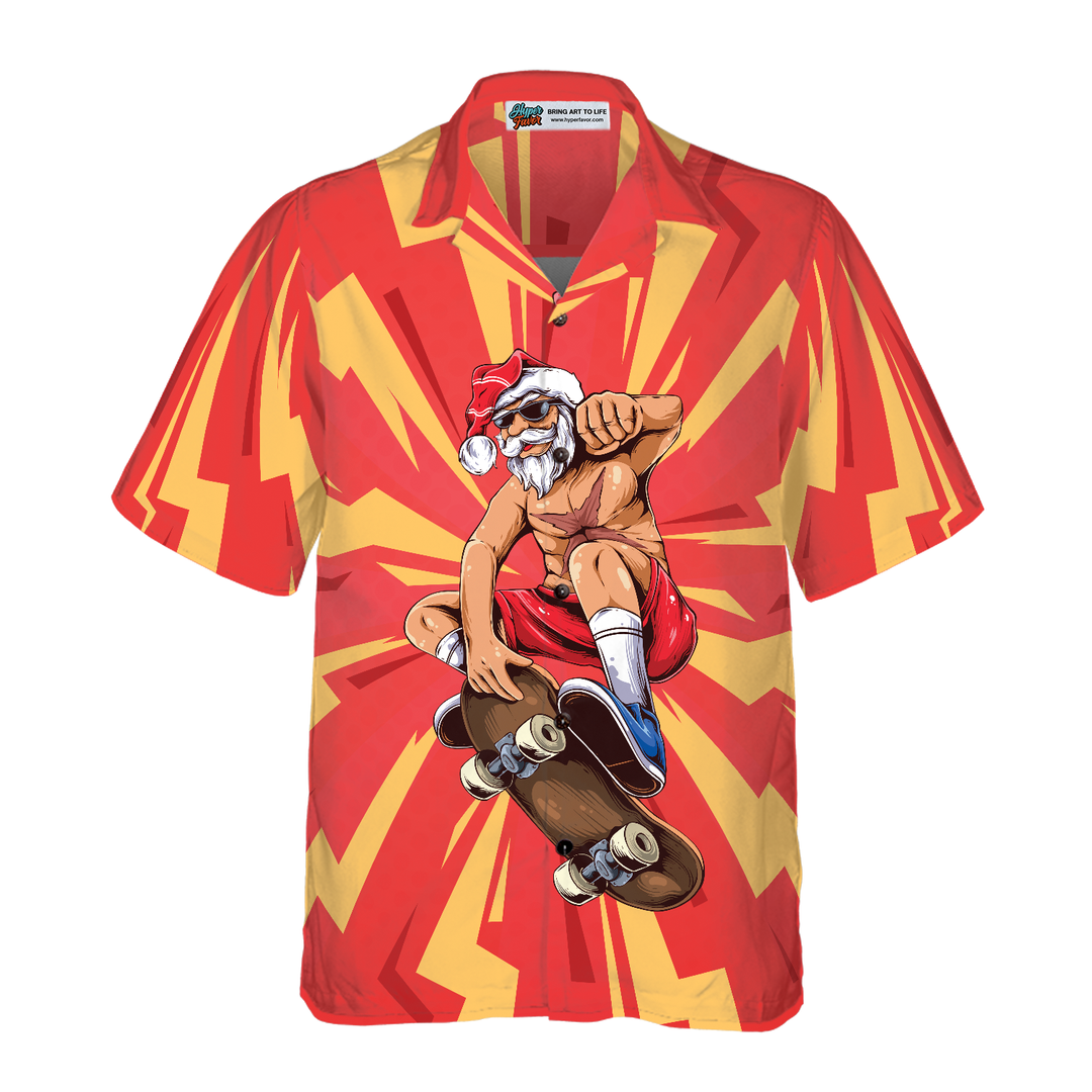 Mirla | Hyperfavor Jul Hawaiian-Shirts För Män och Kvinnor Santa Skateboarder Hawaiian-Shirt Kortärmad Skjorta-Eva Jonsson