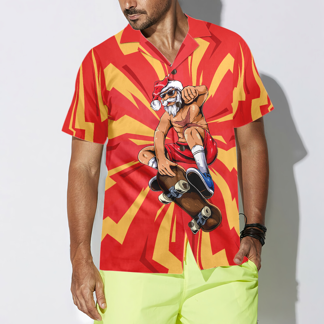 Mirla | Hyperfavor Jul Hawaiian-Shirts För Män och Kvinnor Santa Skateboarder Hawaiian-Shirt Kortärmad Skjorta-Eva Jonsson