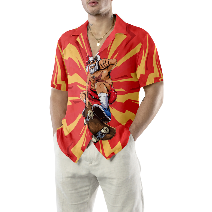 Mirla | Hyperfavor Jul Hawaiian-Shirts För Män och Kvinnor Santa Skateboarder Hawaiian-Shirt Kortärmad Skjorta-Eva Jonsson