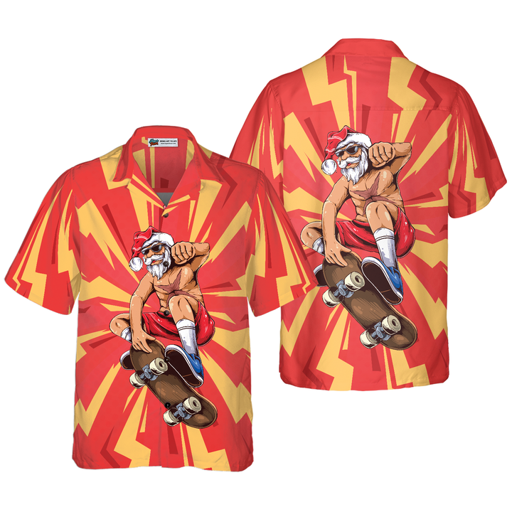 Mirla | Hyperfavor Jul Hawaiian-Shirts För Män och Kvinnor Santa Skateboarder Hawaiian-Shirt Kortärmad Skjorta-Eva Jonsson