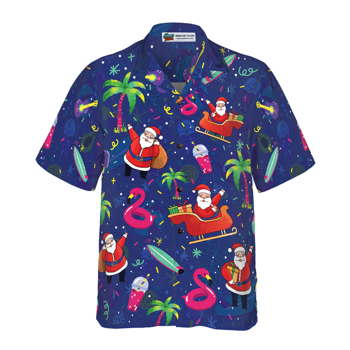 Mirla | Hyperfavor Jul Hawaiian Shirts Santa Flamingo Tropical Pattern Shirt Short-Sleeved Christmas Shirt Gift Idea For Men And Women-Eva Jonsson