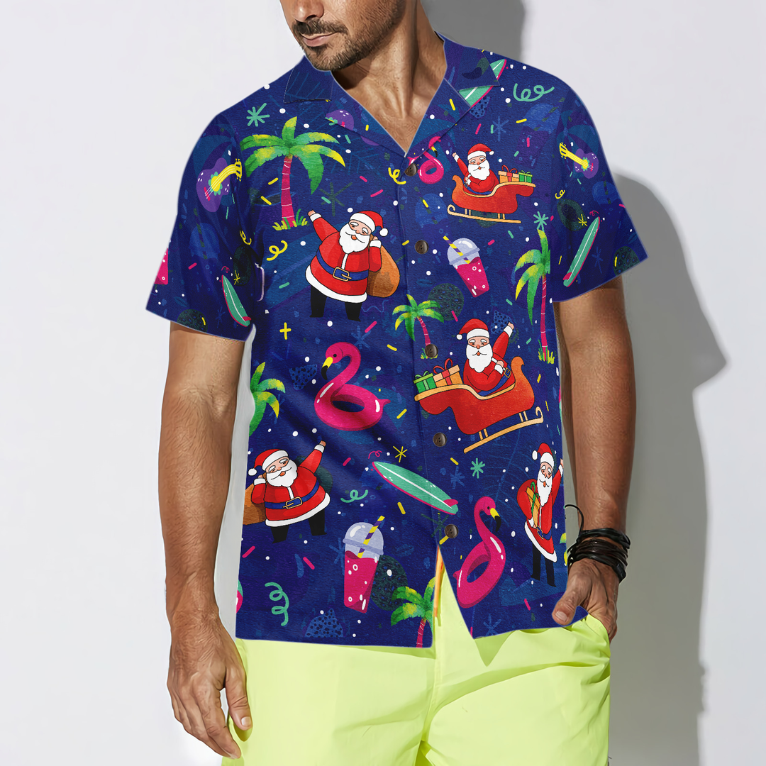 Mirla | Hyperfavor Jul Hawaiian Shirts Santa Flamingo Tropical Pattern Shirt Short-Sleeved Christmas Shirt Gift Idea For Men And Women-Eva Jonsson