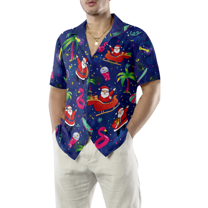 Mirla | Hyperfavor Jul Hawaiian Shirts Santa Flamingo Tropical Pattern Shirt Short-Sleeved Christmas Shirt Gift Idea For Men And Women-Eva Jonsson