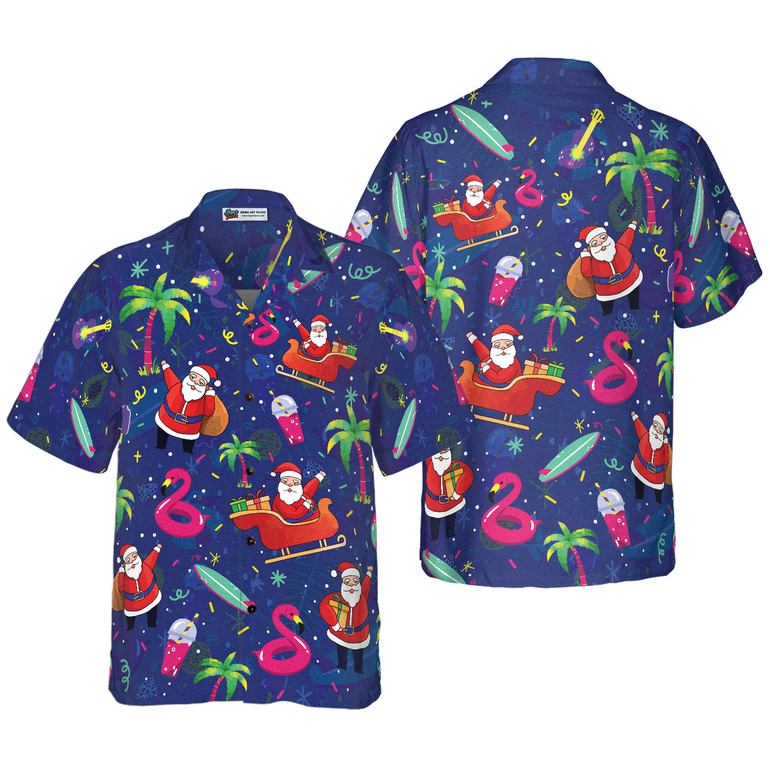 Mirla | Hyperfavor Jul Hawaiian Shirts Santa Flamingo Tropical Pattern Shirt Short-Sleeved Christmas Shirt Gift Idea For Men And Women-Eva Jonsson