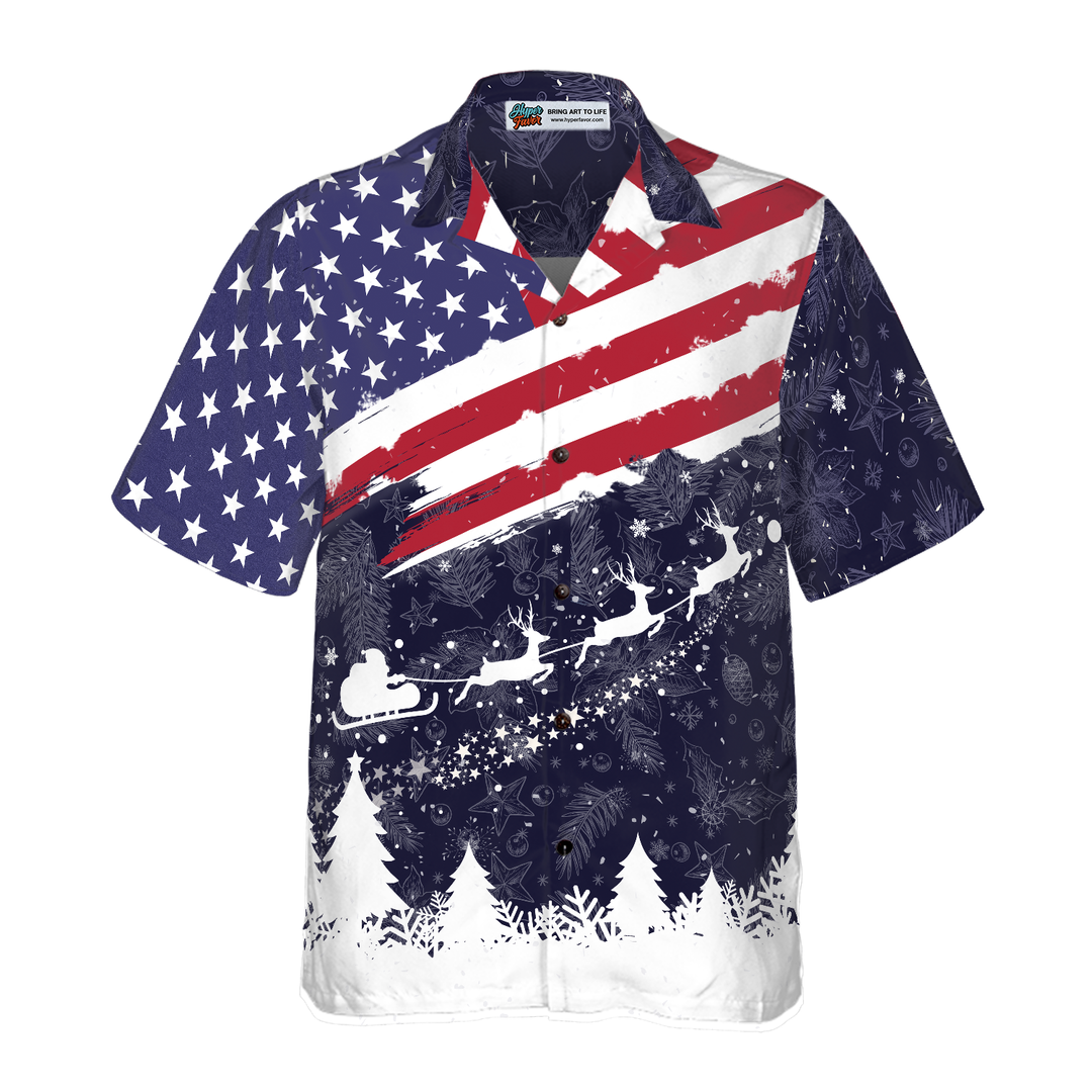 Mirla | Hyperfavor Jul-Hawaiianskjortor God Jul Usa-Flaggmönster-Tröja Kortärmad Julskjorta-Idé Present För Män och Kvinnor-Eva Jonsson