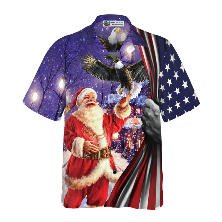 Mirla | Hyperfavor Jul-Hawaiianskjortor Santa med Örn T-Shirt Kortärmad Jul-T-Shirt-Idé Present För Män och Kvinnor-Eva Jonsson