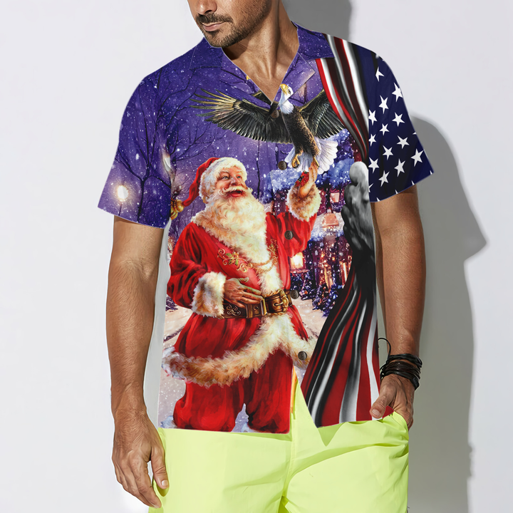 Mirla | Hyperfavor Jul-Hawaiianskjortor Santa med Örn T-Shirt Kortärmad Jul-T-Shirt-Idé Present För Män och Kvinnor-Eva Jonsson