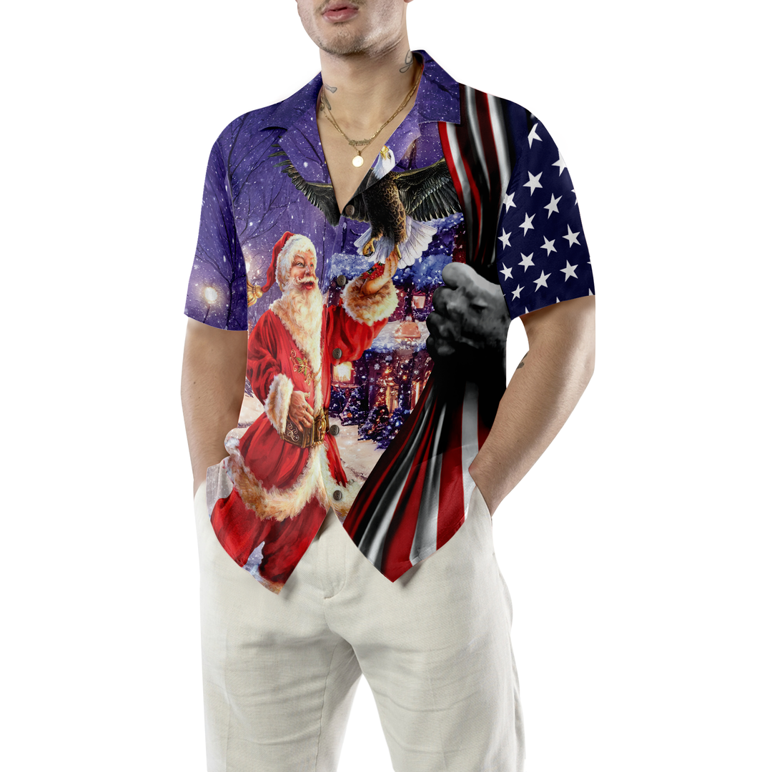 Mirla | Hyperfavor Jul-Hawaiianskjortor Santa med Örn T-Shirt Kortärmad Jul-T-Shirt-Idé Present För Män och Kvinnor-Eva Jonsson