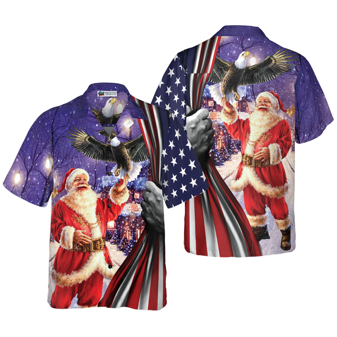 Mirla | Hyperfavor Jul-Hawaiianskjortor Santa med Örn T-Shirt Kortärmad Jul-T-Shirt-Idé Present För Män och Kvinnor-Eva Jonsson