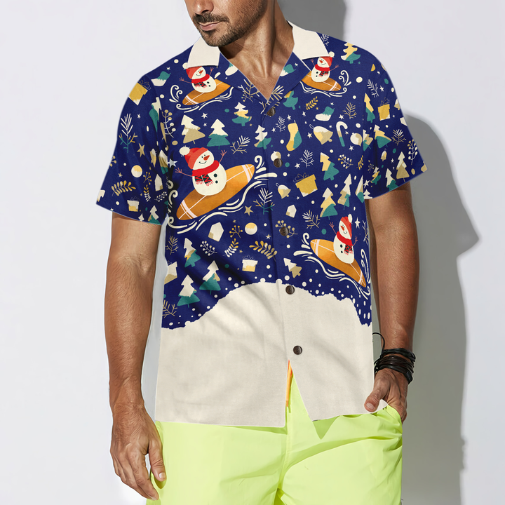 Mirla | Hyperfavor Jul Snögubbe Surfande Hawaiian Skjort Julskjort Kortärmad Button-Down-Skjorta För Män och Kvinnor-Eva Jonsson