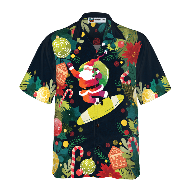 Mirla | Hyperfavor Julen Santa Surfande Hawaii-Skjorta Jul-Skjortor Kortärmad Button-Down Skjorta För Män och Kvinnor-Eva Jonsson